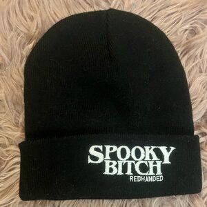 Black Beanie with White Embroidery